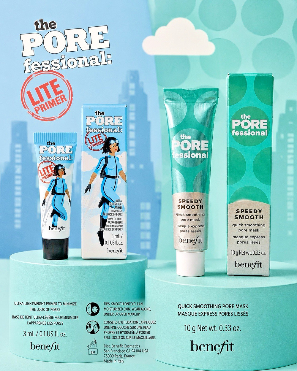 Lot Of 2 -Benefit The POREfessional: Speedy Smooth .33 oz & Lite Primer .1 fl oz